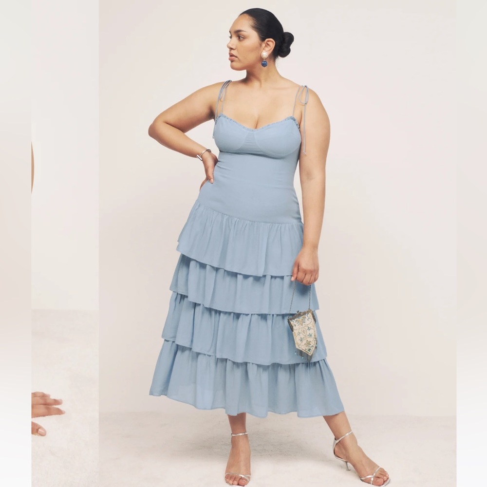 Reformation Kesia Dress in Mineral (light blue / slate blue) Midi / maxi dress